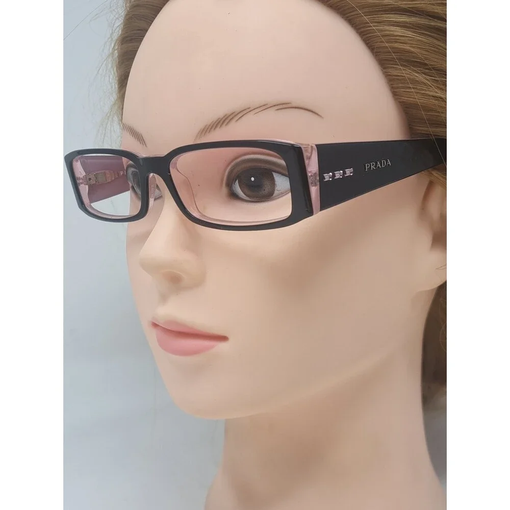 NEW Prada Women's Eye Glasses Frames Rectangle Black Purple VPR 10F 51-16-135